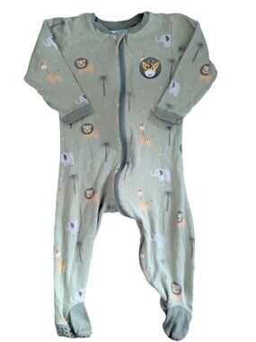 Tuffy Green Giraffe Embroidered Footie Sleeper 12m